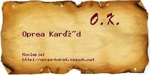 Oprea Karád névjegykártya
